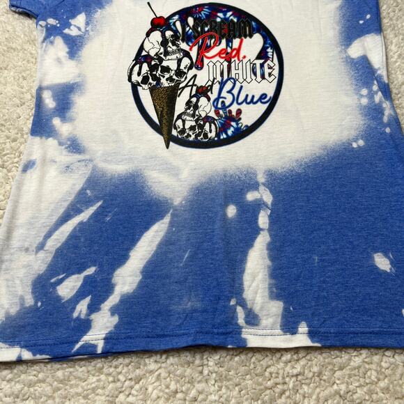 Americana Scream Red White Blue Bleached Tee Large - Picture 4 of 7
